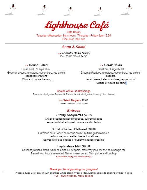 Lighthouse menu for week ending 12/1/23